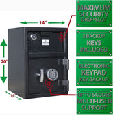 T862D Standard Depository Safe with Electronic Keypad Combination & Key Backup - Deluxe Edition